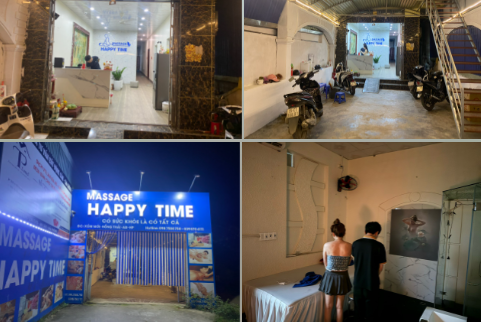 Phát hiện cơ sở massage Happy Time (huyện An Dương) không xuất trình được Giấy chứng nhận đủ điều kiện về an ninh, trật tự